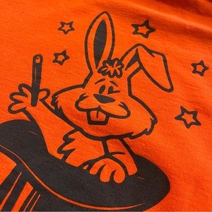 Size S orange hoodie with bunny graphics